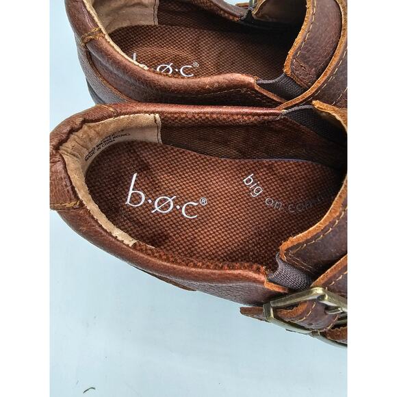 BOC Born Concepts Brown Leather Double Buckle Strap Loafers 7.5 M - Picture 3 of 6